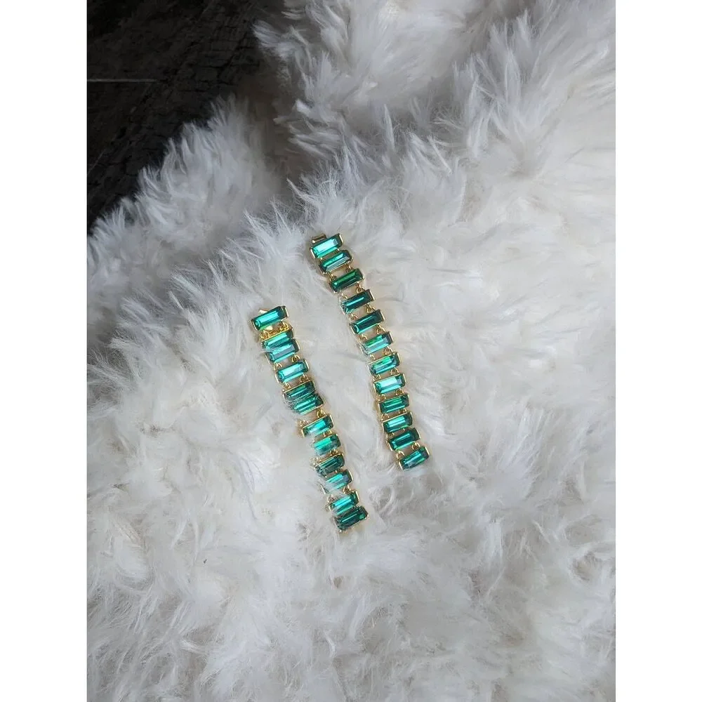 🎀 J. CREW Glass Baguette Chain Earrings